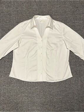 Coldwater Creek White Button-Front Stretch Shirt - Women's